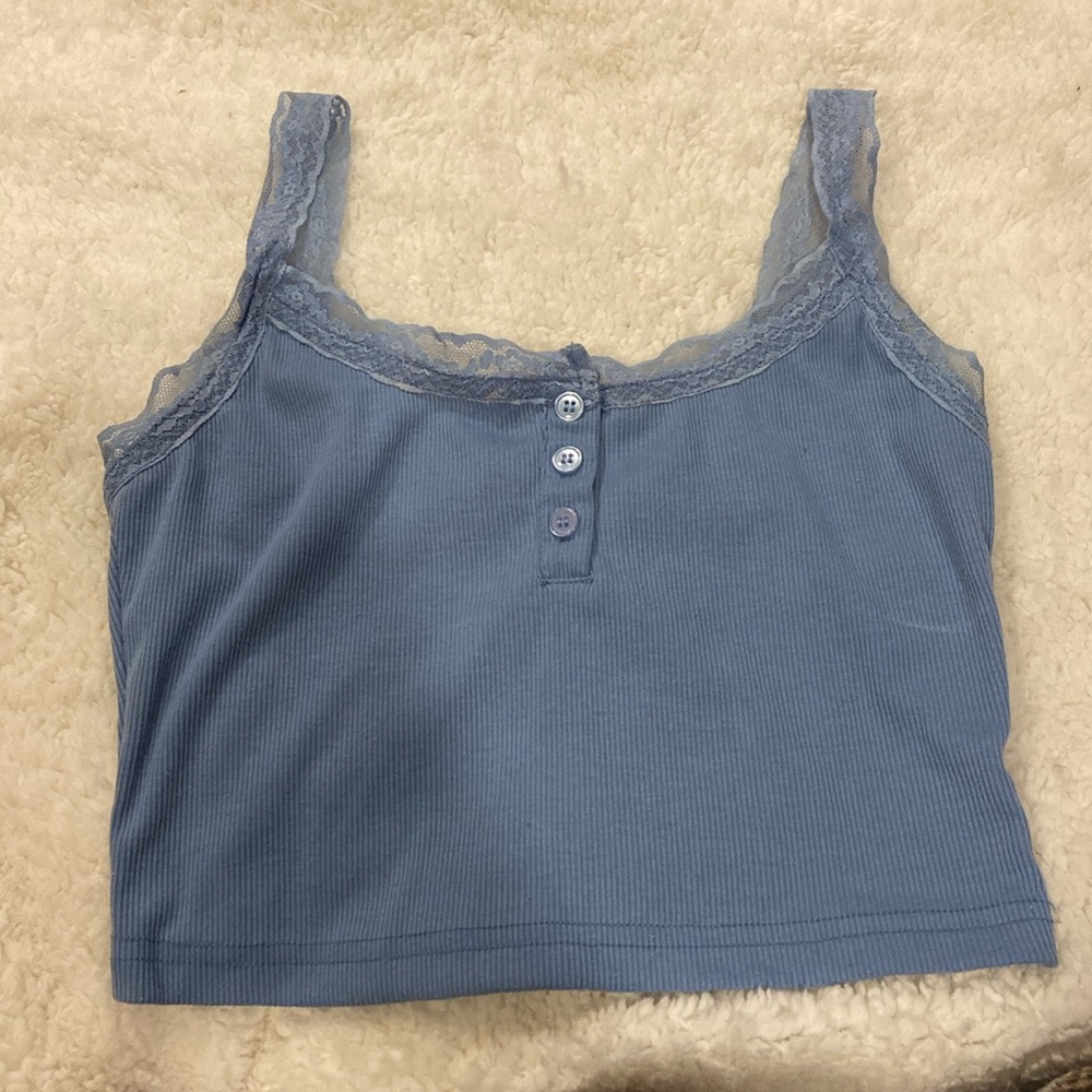 Very stretchy, light blue, crop top, tank top